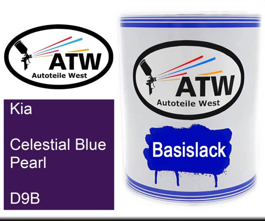 Kia, Celestial Blue Pearl, D9B: 1L Lackdose, von ATW Autoteile West.